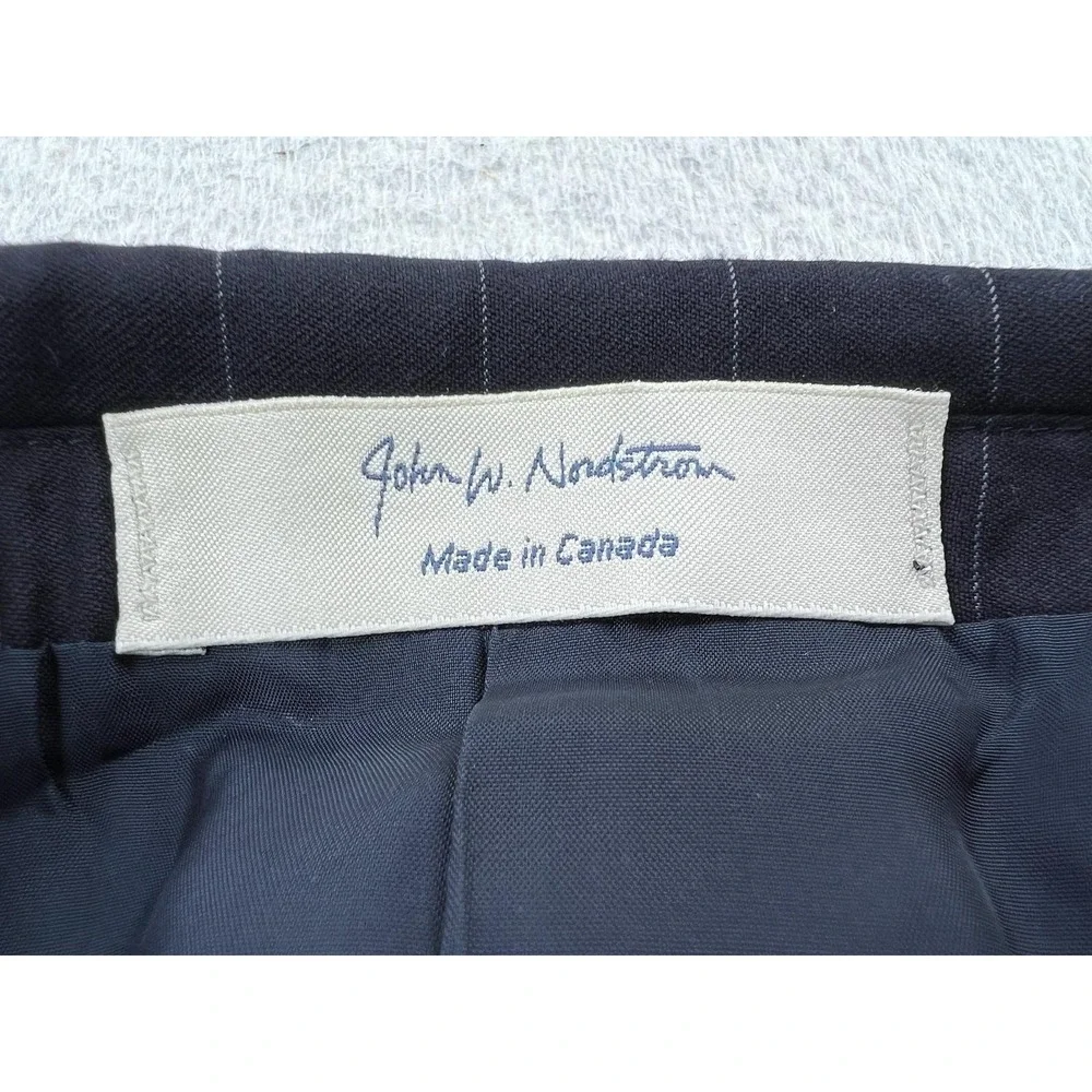 John W. Nordstrom Suit Jacket Mens 46R Blue Pinstripe Loro Piana Wool 2 Button